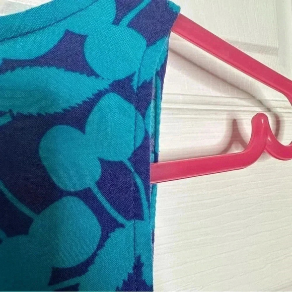 George Midi Dress Tie  Waist Blue Floral Size Medium - Picture 15 of 16